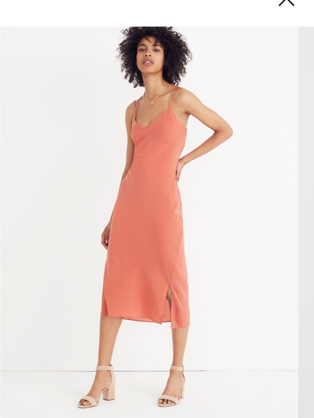 Madewell Silk Slip Dress in the "Spiced Rose" rust-orange size 2